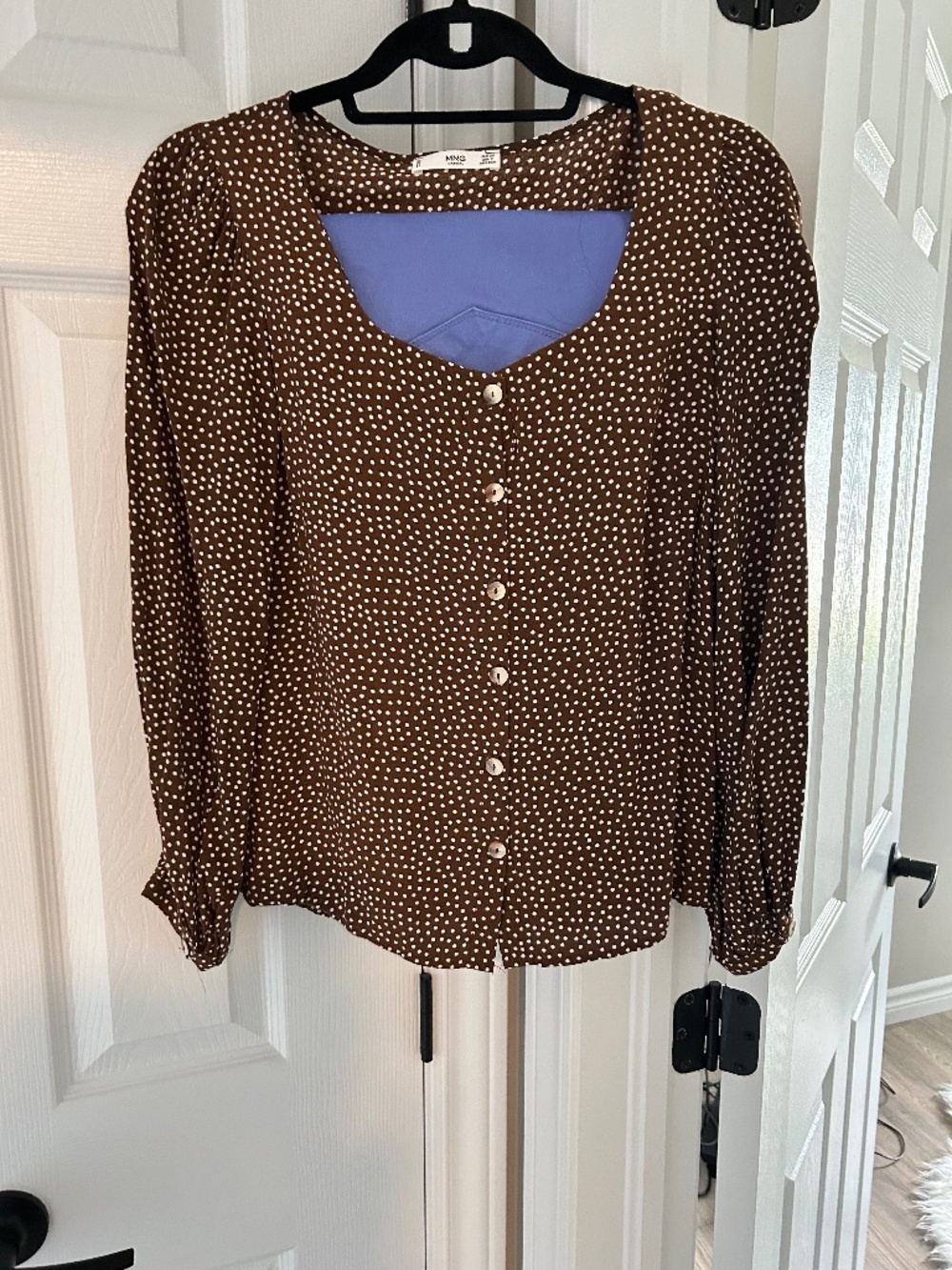 MNG Brown with white polka dots Blouse